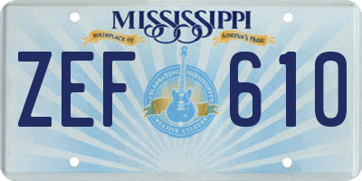 MS license plate ZEF610