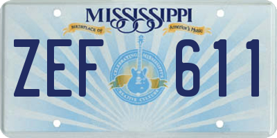MS license plate ZEF611