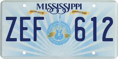 MS license plate ZEF612