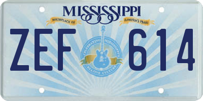 MS license plate ZEF614