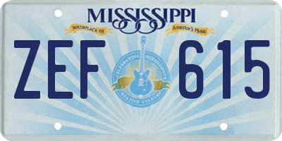 MS license plate ZEF615
