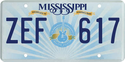 MS license plate ZEF617