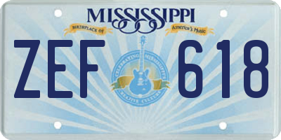MS license plate ZEF618