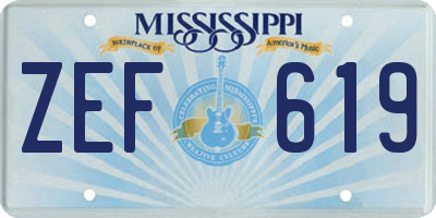 MS license plate ZEF619