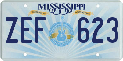 MS license plate ZEF623