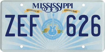 MS license plate ZEF626