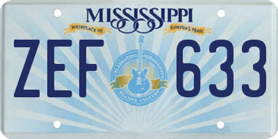 MS license plate ZEF633