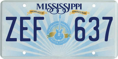 MS license plate ZEF637