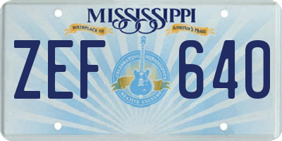 MS license plate ZEF640