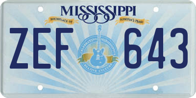 MS license plate ZEF643