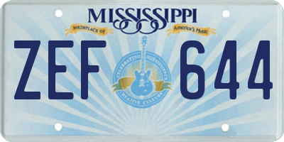 MS license plate ZEF644