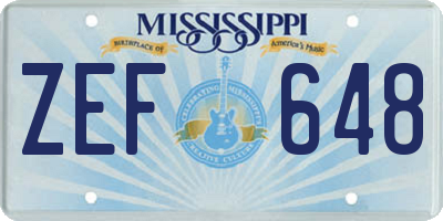 MS license plate ZEF648