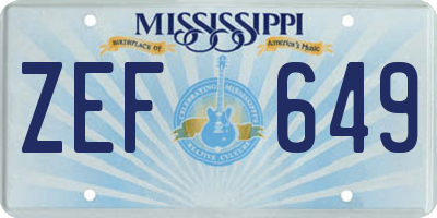 MS license plate ZEF649