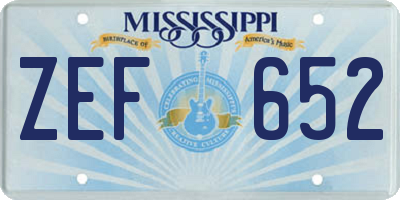 MS license plate ZEF652