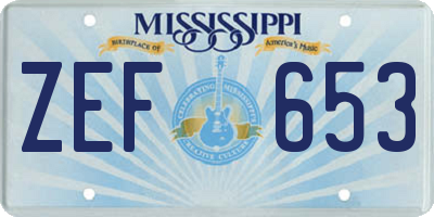 MS license plate ZEF653
