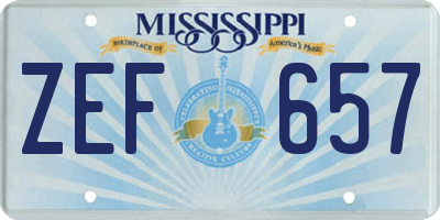 MS license plate ZEF657