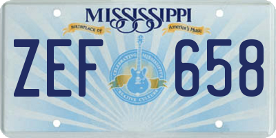 MS license plate ZEF658