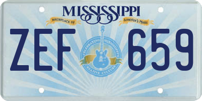 MS license plate ZEF659