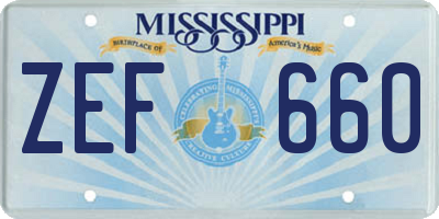 MS license plate ZEF660