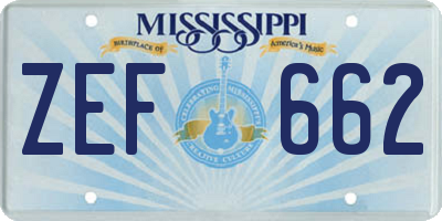 MS license plate ZEF662