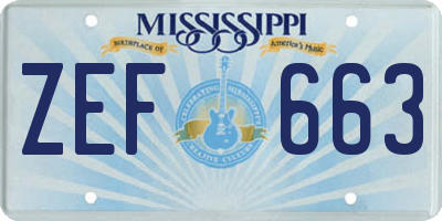 MS license plate ZEF663