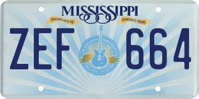 MS license plate ZEF664