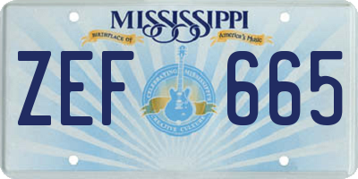 MS license plate ZEF665