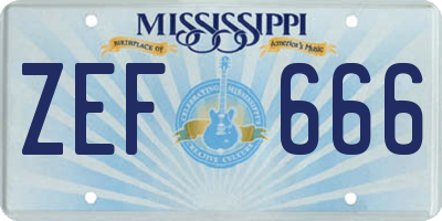 MS license plate ZEF666