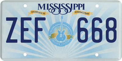 MS license plate ZEF668