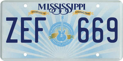 MS license plate ZEF669