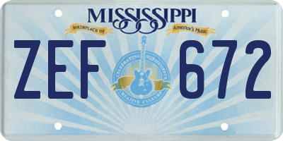 MS license plate ZEF672