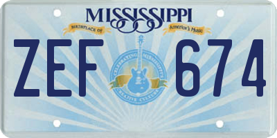 MS license plate ZEF674