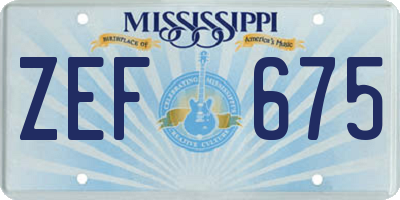 MS license plate ZEF675