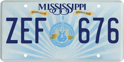 MS license plate ZEF676