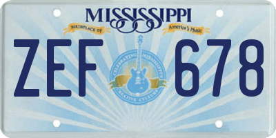 MS license plate ZEF678