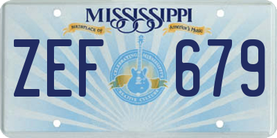 MS license plate ZEF679