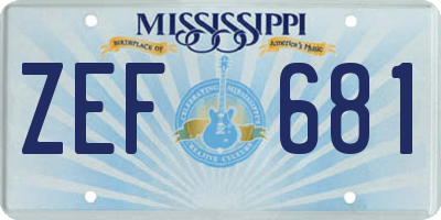 MS license plate ZEF681