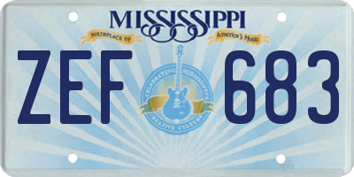 MS license plate ZEF683