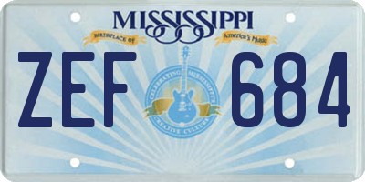MS license plate ZEF684