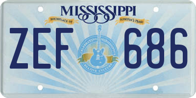 MS license plate ZEF686
