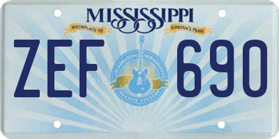 MS license plate ZEF690