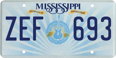 MS license plate ZEF693