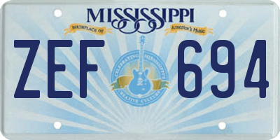 MS license plate ZEF694