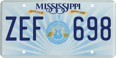 MS license plate ZEF698