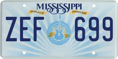 MS license plate ZEF699