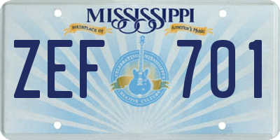 MS license plate ZEF701