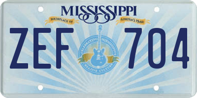 MS license plate ZEF704