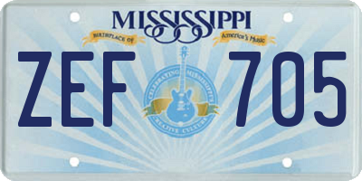 MS license plate ZEF705