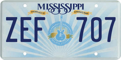 MS license plate ZEF707