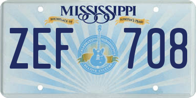MS license plate ZEF708